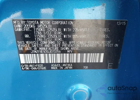 2016 Toyota Rav4 Le from USA, damaged, VIN JTMZFREV2GJ073356